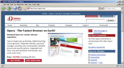 Screenshot of Munin, Opera posing as a Firefox.